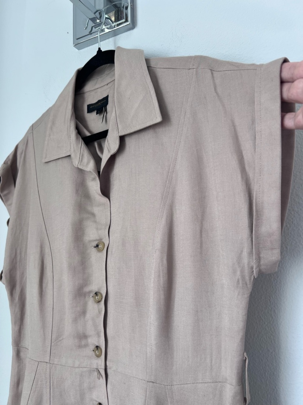 Donna Karan Beige Shirt Midi Dress size 8 - Picture 6 of 14
